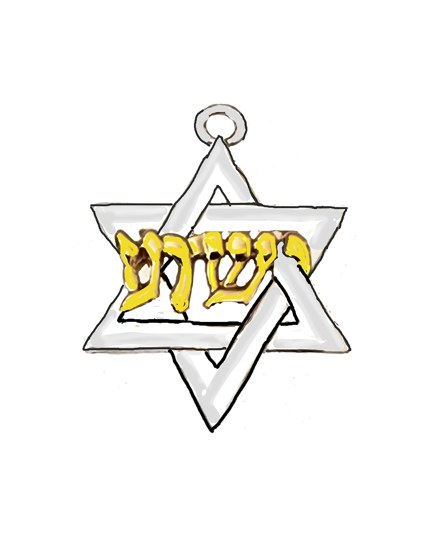 Messianic Silvertone Finish , Star Of David With 14KT Goldtone Yeshua In Hebrew Charm Overlayed. Hypoallergenic-Safe, No Nickel, Lead, Or Cadmium In The Metal. With Jump Ring. Charm Size 7/8 X 7/8