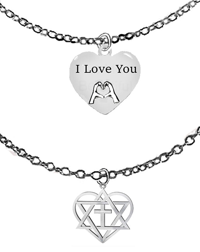 I Love You, Fingers In The Shape Of A Heart,Side One, Beautiful Girl, You Can And Will Do Amazing Things, Side Two On A Adjustable Silvertone Double Cable Chain Necklace, Gift Ready Comes In A Small Black Velvet Bag. Handmade In The USA By Veterans