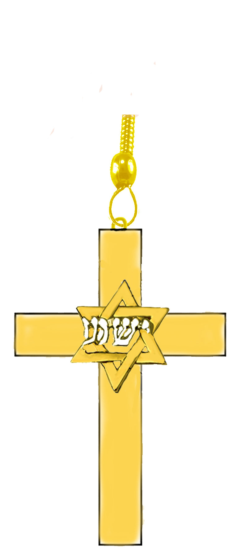 Messianic 14KT Goldtone Cross And Star Of David With Yeshua In Silvertone Hebrew On A Ball Post. Cross Is Only 1 3/8ths Inches High, A Little Over A Inch. A Stunning Design When You See It In Person. What A Wonderful Gift For Yourself, Or Someone Special.