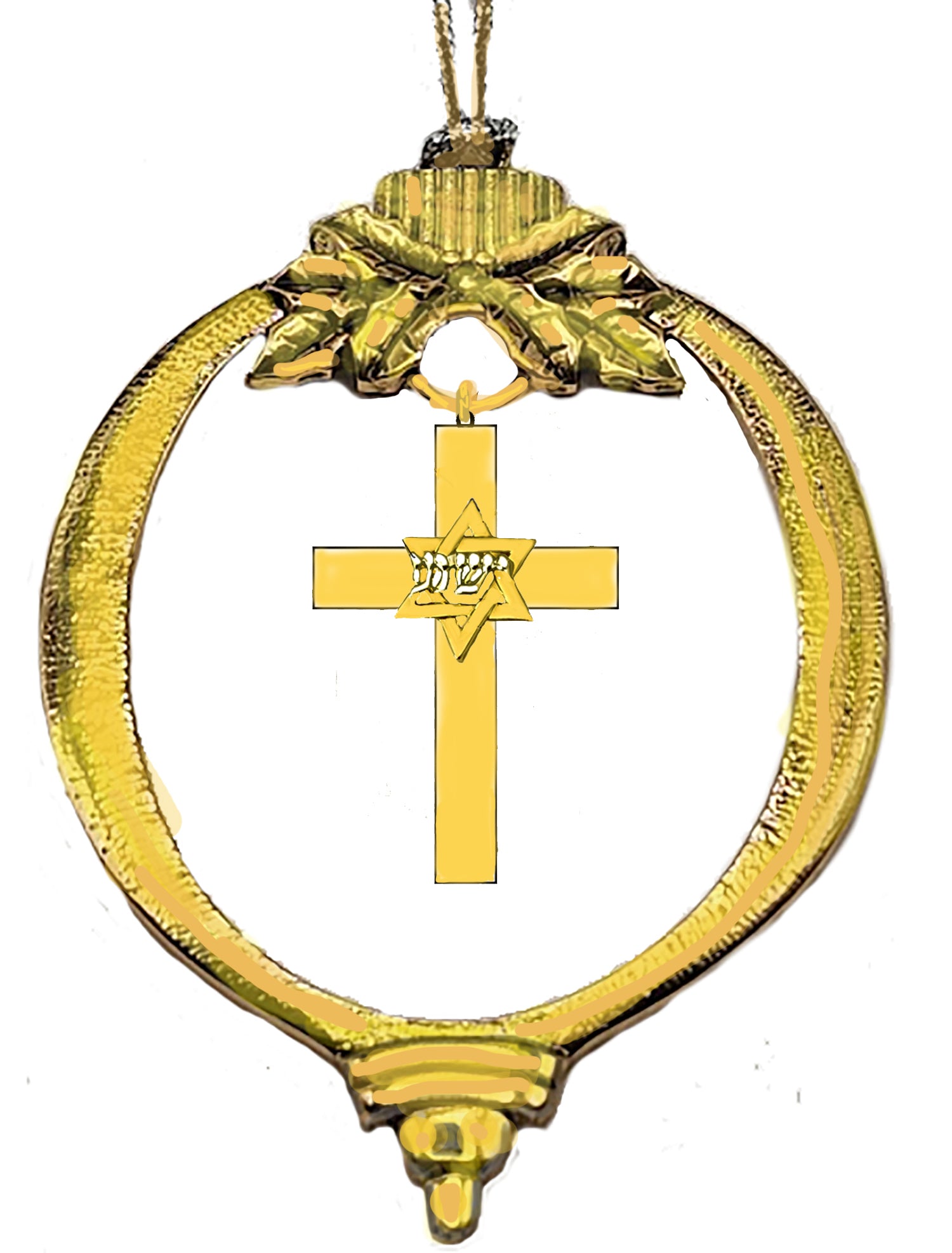 Messianic, Cover Your Tree With Christian Messianic Christmas Tree Ornaments. Goldtone Cross, Star Of David. Silverone Yeshua In Hebrew, Ornament With Hanger Attached. Very Unique,What A Wonderful Christmas Gift For Yourself Or Someone Special