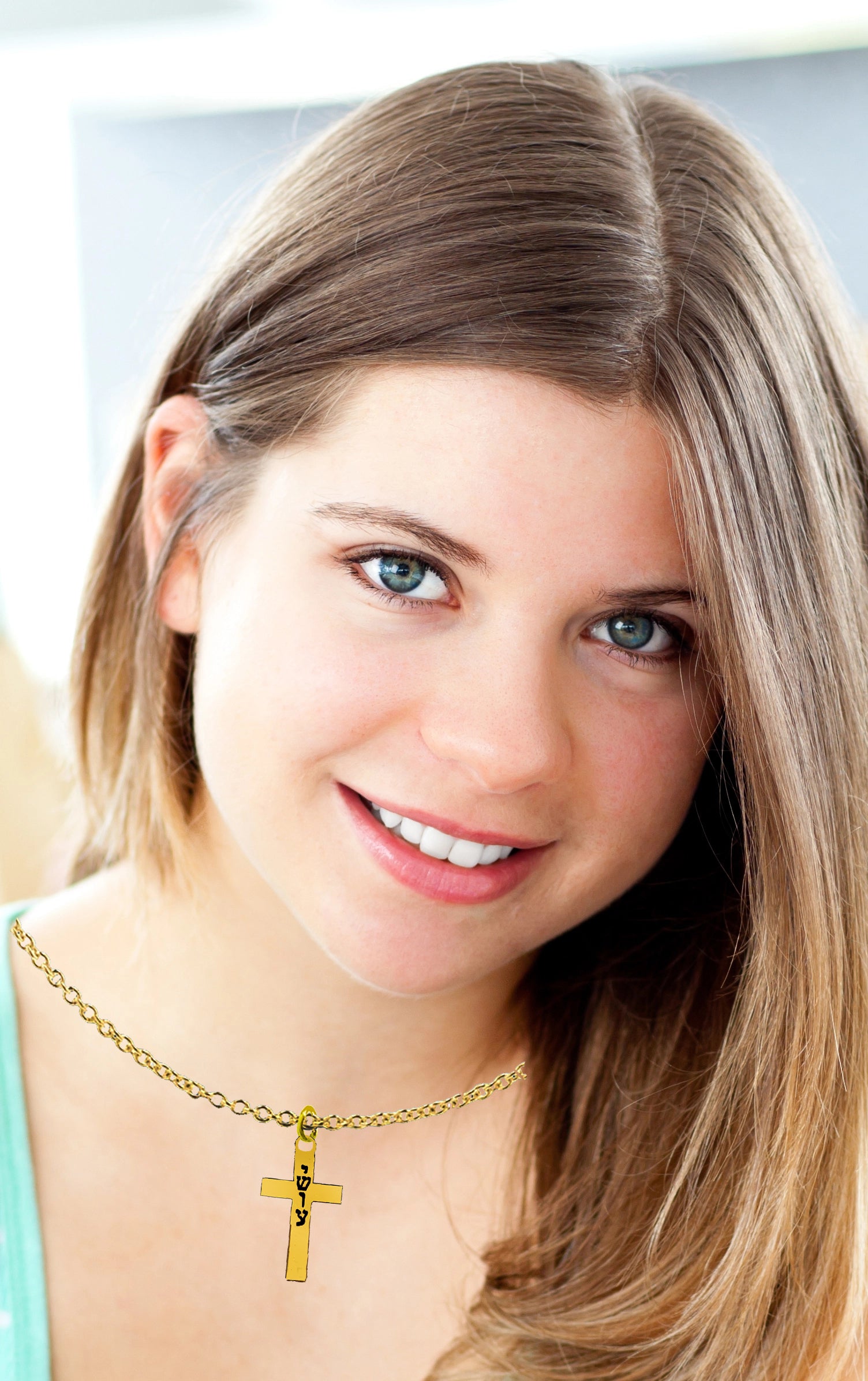 Messianic 14KT Goldtone Cross With Yeshua Engraved In Hebrew Vertically On A Adjustable Cable Chain Necklace.18 To 21 Inches. The Cross Is 1 Inch High. What A Wonderful Gift For Yourself, Or Someone Special.