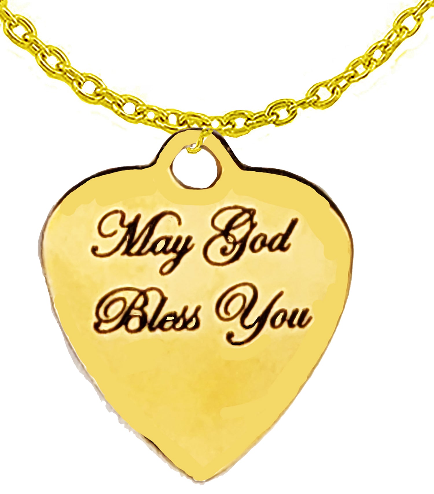 May GOD Bless You, 14KT Goldtone Engraved Charm On A 14KT Goldtone Adjustable Cable Chain Necklace. 18 To 21 Inches. What A Wonderful Gift, For Yourself Or Someone Special. Hypoallergenic-Safe, No Nickel, Lead, Or Cadmium In The Metal.