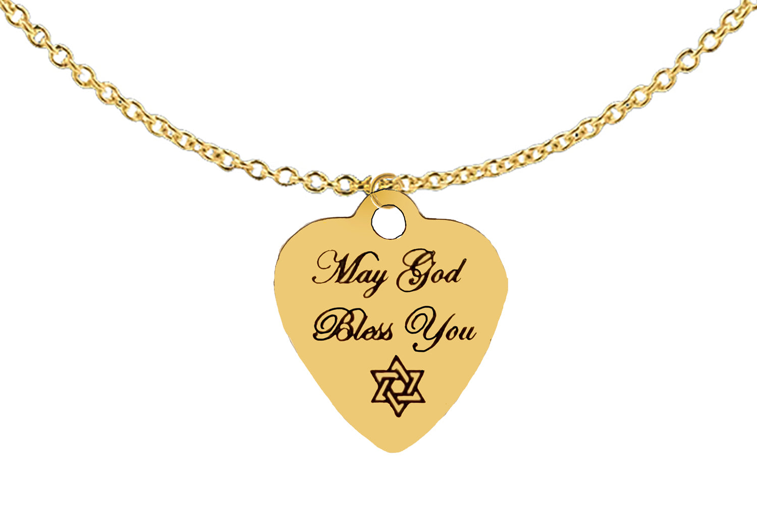 May GOD Bless You, with A Star of David, 14KT Goldtone Engraved Charm On A Adjustable Cable Chain Necklace. 18 To 21 Inches. What A Wonderful Gift, For Yourself Or Someone Special. Hypoallergenic-Safe, No Nickel, Lead, Or Cadmium In The Metal.