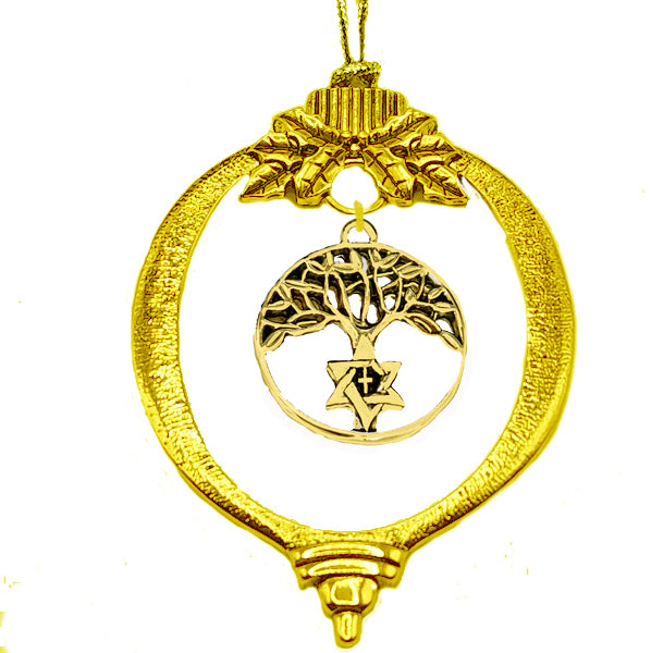 Messianic Tree Of Life, Cover Your Tree With Christian Messianic Christmas Tree Ornaments. Goldtone Tree And Star Of David. Goldtone Ornament With Hanger Attached. Very Unique,What A Wonderful Christmas Gift For Yourself Or Someone Special