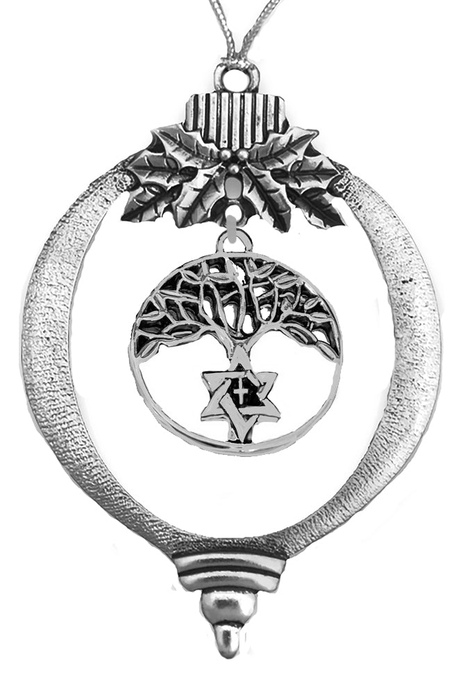 Messianic Tree Of Life, Cover Your Tree With Christian Messianic Christmas Tree Ornaments. Silvertone Tree And Star Of David. Silverone Ornament With Hanger Attached. Very Unique, What A Wonderful Christmas Gift For Yourself Or Someone Special