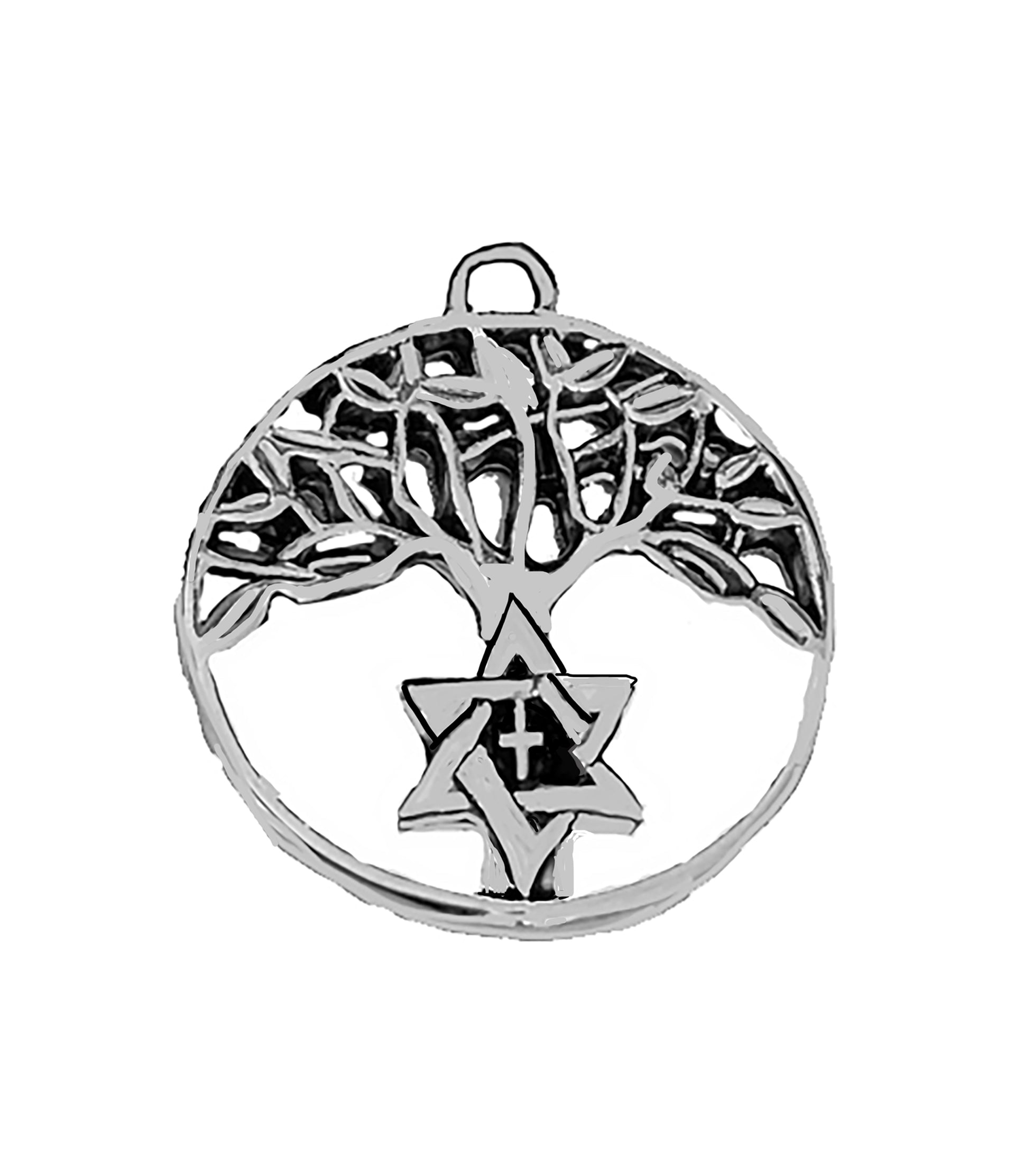 Messianic Silvertone Antique Star Of David And Cross In A Beautiful Tree Of Life Charm. 3/4 X 3/4 Inch. Hypoallergenic-Safe, No Nickel, Lead, Or Cadmium In The Metal. Comes With Jump Ring Attache. Handmade In The USA By Veterans 2024