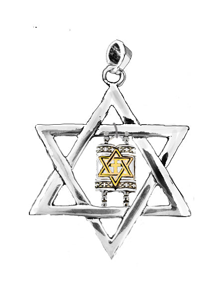 Large Christmas Tree, Hanukkah Bush Polished Silvertone Star Of David With Torah With Cross Ornament With Hanger Attached.. 3 3/4 Inches High X 2 1/2 Inches. What A Great Gift For Yourself Or Someone Special. Hand Made In The USA By Veterans,©2025 