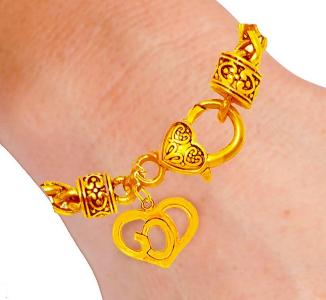 GOD "In Your Heart" On A 14KT Goldtone Antique Wheat Chain Bracelet. What A Great Gift For Yourself Or Someone Special! Hypoallergenic-Safe, No Nickel, Lead, Or Cadmium In The Metal. A Veteran Owned Company. Made In The USA By Veterans.©2024