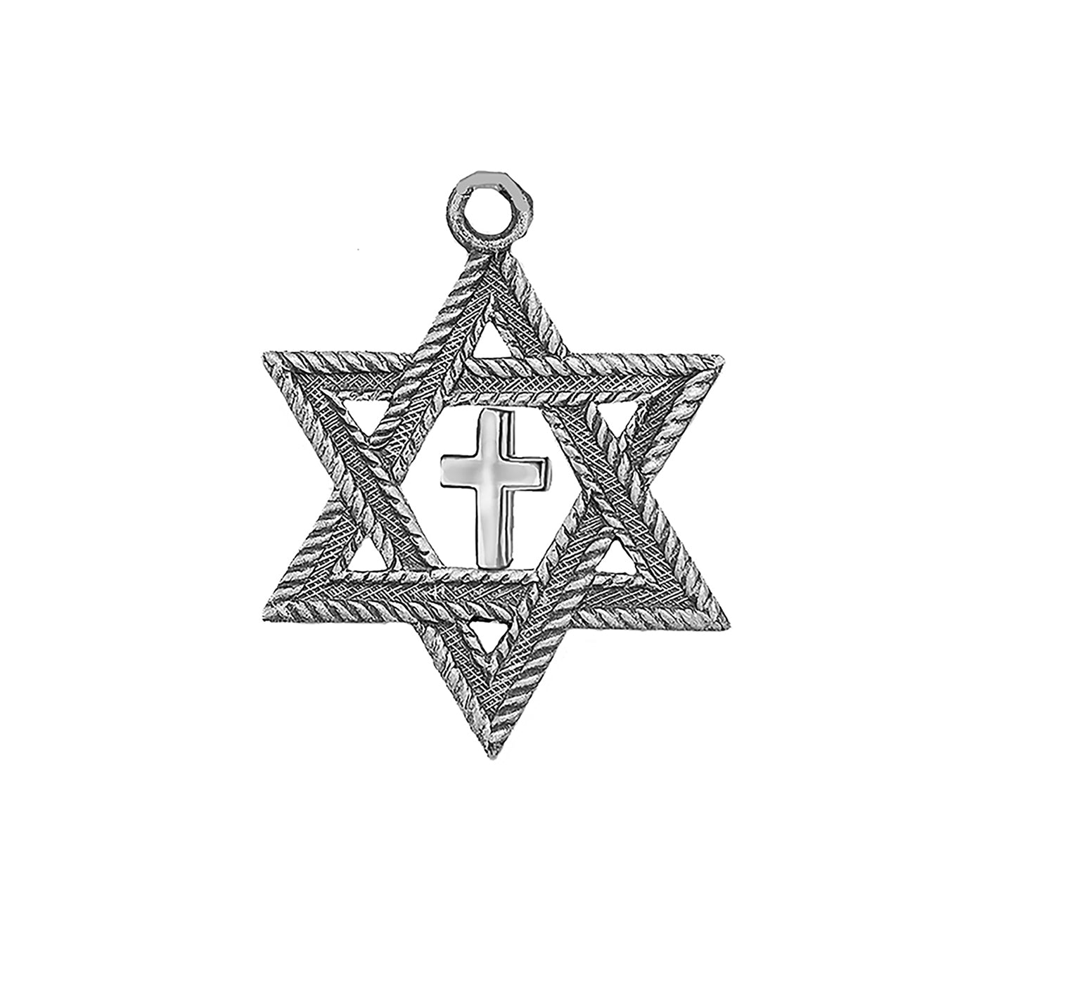 Messianic Antique Silvertone, Star Of David With Silver Cross. Hypoallergenic-Safe, No Nickel, Lead, Or Cadmium In The Metal. Comes With Jump Ring Attached. Charm Size 7/8 X 7/8 Inch.
