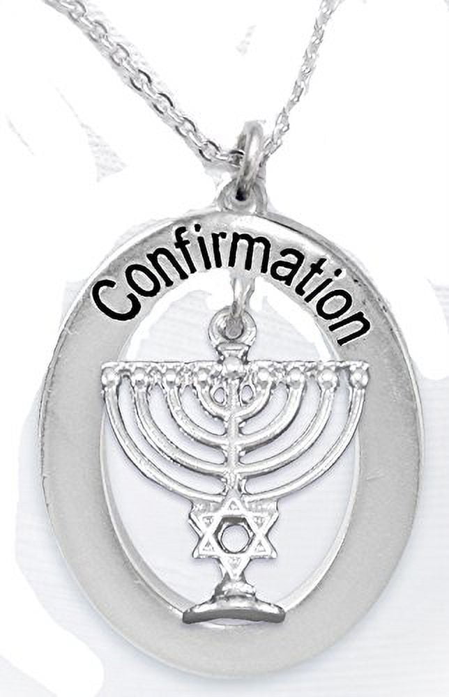 Jewish Jewelry, The Perfect Gift Jewish Confirmation On A Beautiful,  Adjustable Silvertone Cable Chain Hypoallergenic Necklace, Safe-Nickel, Lead, & Cadmium Free!