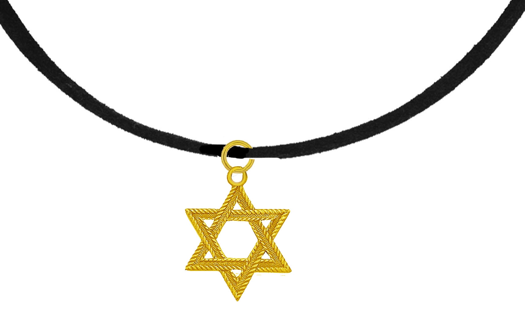 Jewish Jewelry, Antique 14KT Goldtone Star Of David On A Adjustable Black Suede Necklace. Will Fit Everyone, What A Wonderful Gift For Yourself Or Someone Special. A Great  Bas/Bar Mitzvah Gift  ©2024