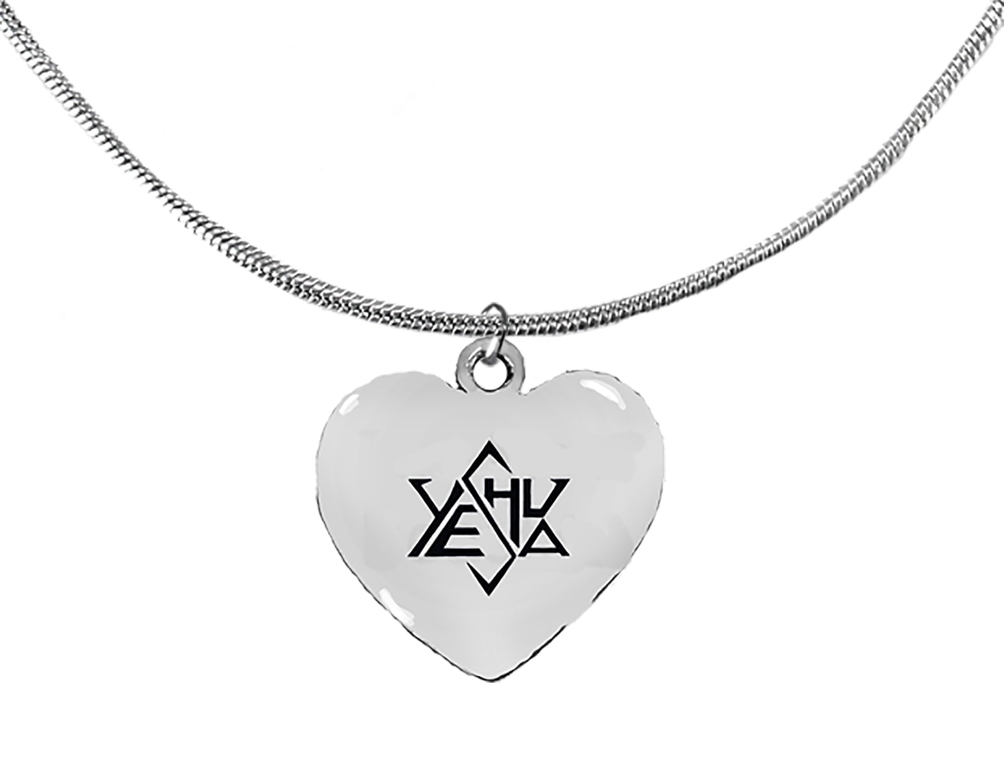 Messianic, Yeshua Shown In The Stylized Version Of The Star Of David,On A Heart Suspended On A Adjustable Snake Chain Necklace,Hypoallergenic-Safe, No Nickel, Lead, Or Cadmium©2022