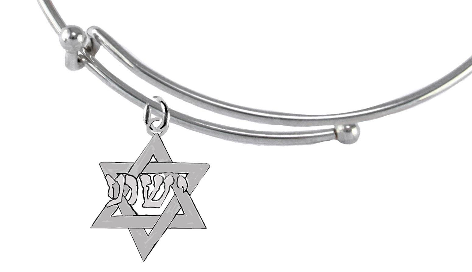 Messianic Silvertone Star Of David With Yeshua (Jesus) In Hebrew In Silvertone. Miracle Wire Bracelet That Will Fit Anyone 5" To 9" Wrist.Cross 1 1/4" X 7/8".What A Wonderful Gift For Yourself,Or Someone Special.Comes In A Small Black Velvet Bag