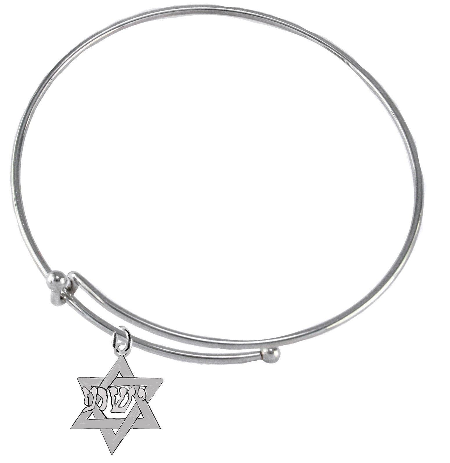 Messianic Silvertone Star Of David With Yeshua (Jesus) In Hebrew In Silvertone. Miracle Wire Bracelet That Will Fit Anyone 5" To 9" Wrist.Cross 1 1/4" X 7/8".What A Wonderful Gift For Yourself,Or Someone Special.Comes In A Small Black Velvet Bag