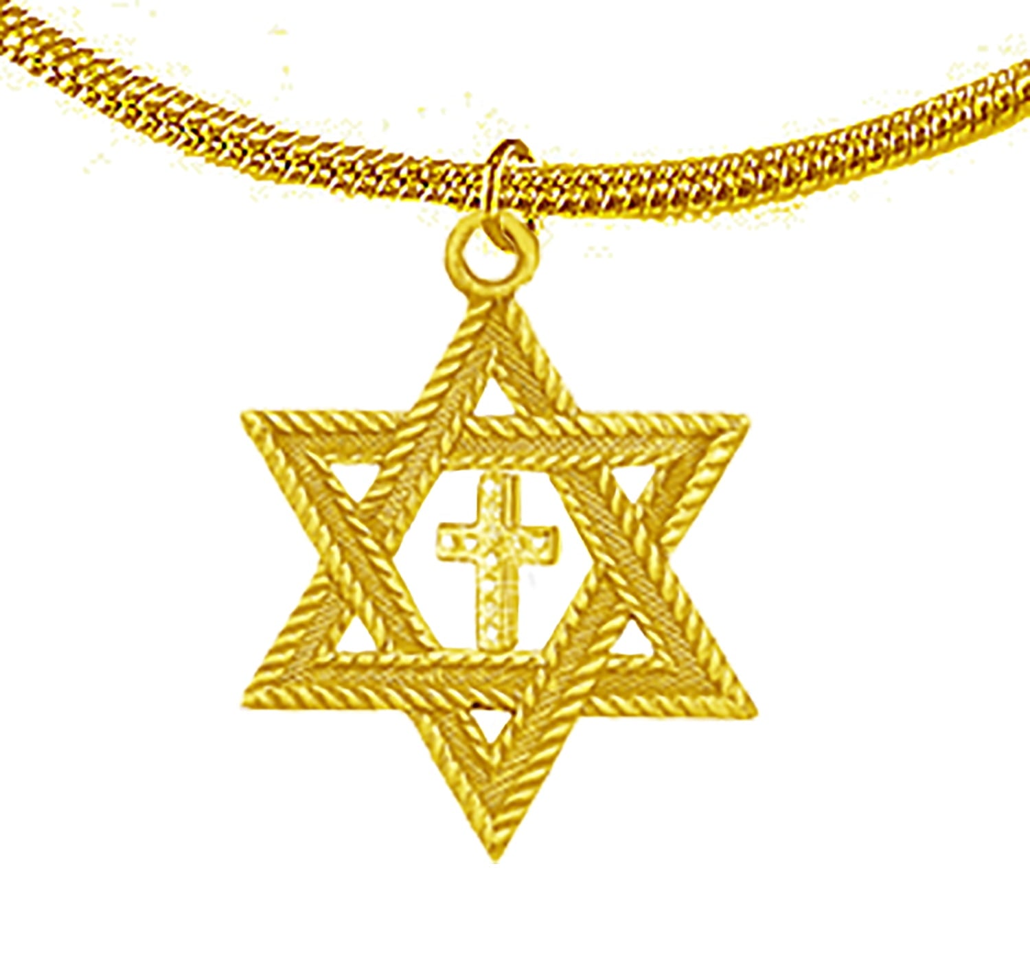 Messianic Christian Antique 14KT Goldr Star Of David With 14KT Gold Austrian Crystal Cross, On A Adjustable 14KT Gold Snake Chain , Hypoallergenic-Safe, No Nickel, Lead,Or Cadmium In The Metal©2023
