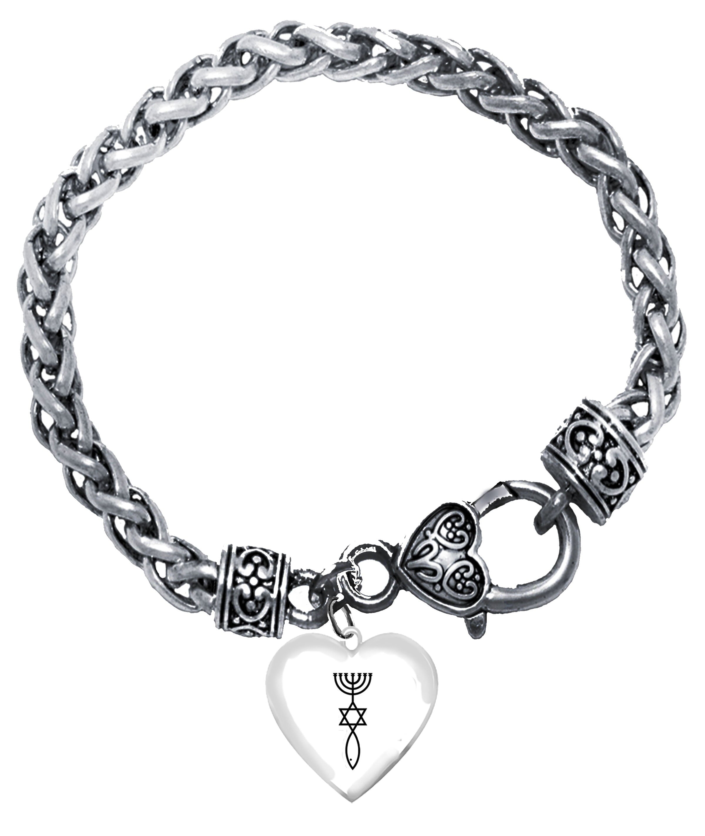 Messianic, The Seal of Jerusalem,On A Beautiful Heart Suspended On A  Adjustable Antique Wheat Chain Bracelet,Hypoallergenic,Nickel,Lead & Cadmium Free ©2022