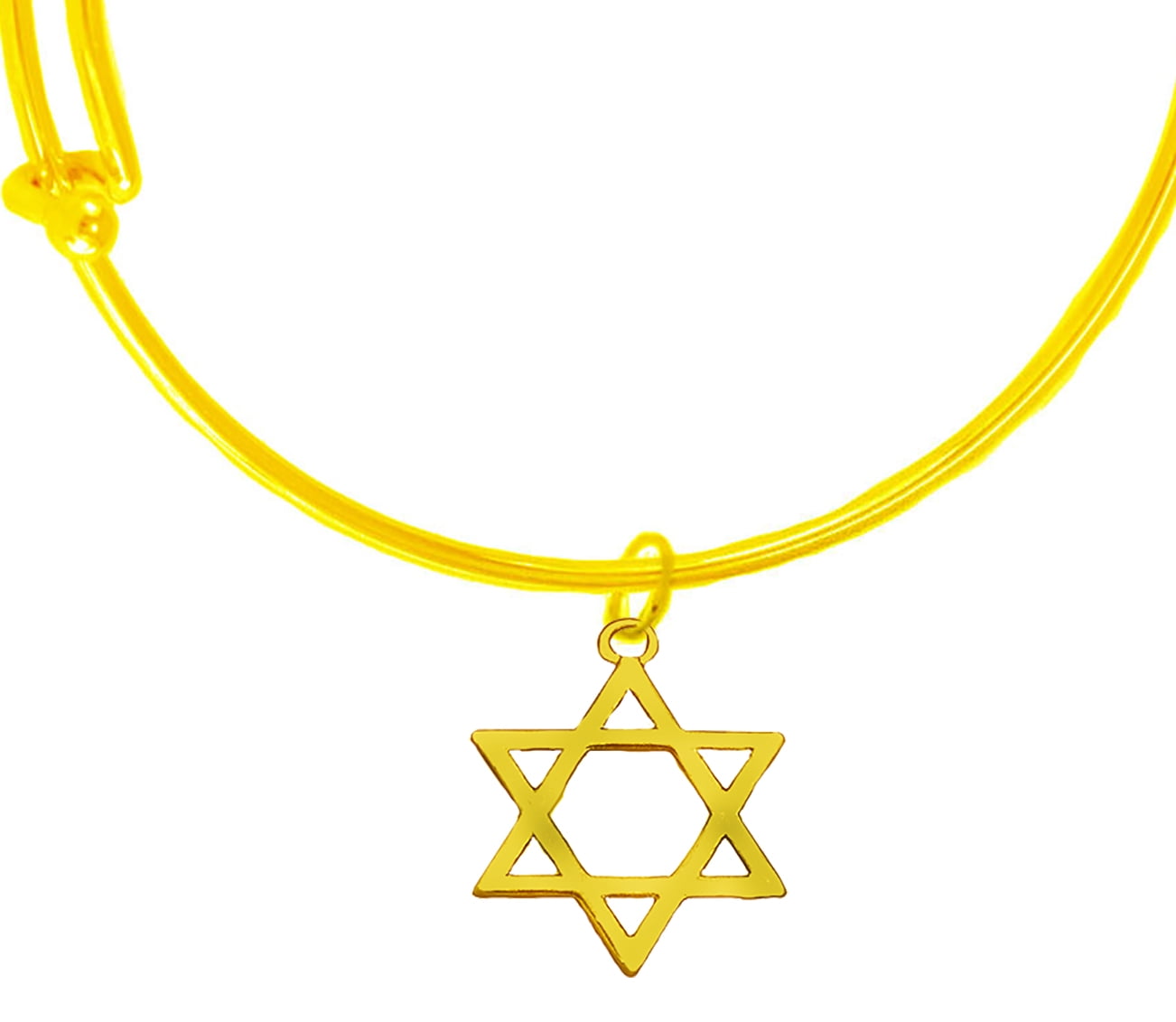 Jewish Jewelry,Highly Polished 14KT Goldtone Star Of David On A 14KT Goldtone Adjustable Miracle Wire Bracelet.Will Fit Everyone,What A Wonderful Gift For Yourself Or Someone Special. Bar/Bas Mitzvah