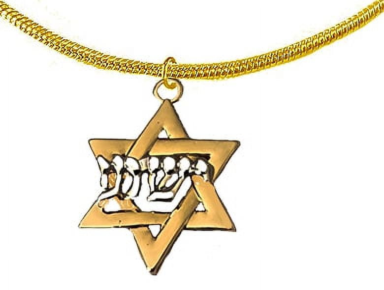 Messianic Yeshua 14KT Finish Star Of David, Silvertone Yeshua On A 14KT Finish Snake Chain Adjustable Necklace, Hypoallergenic-Safe, No Nickel, Lead, Or Cadmium In The Metal. ©2023