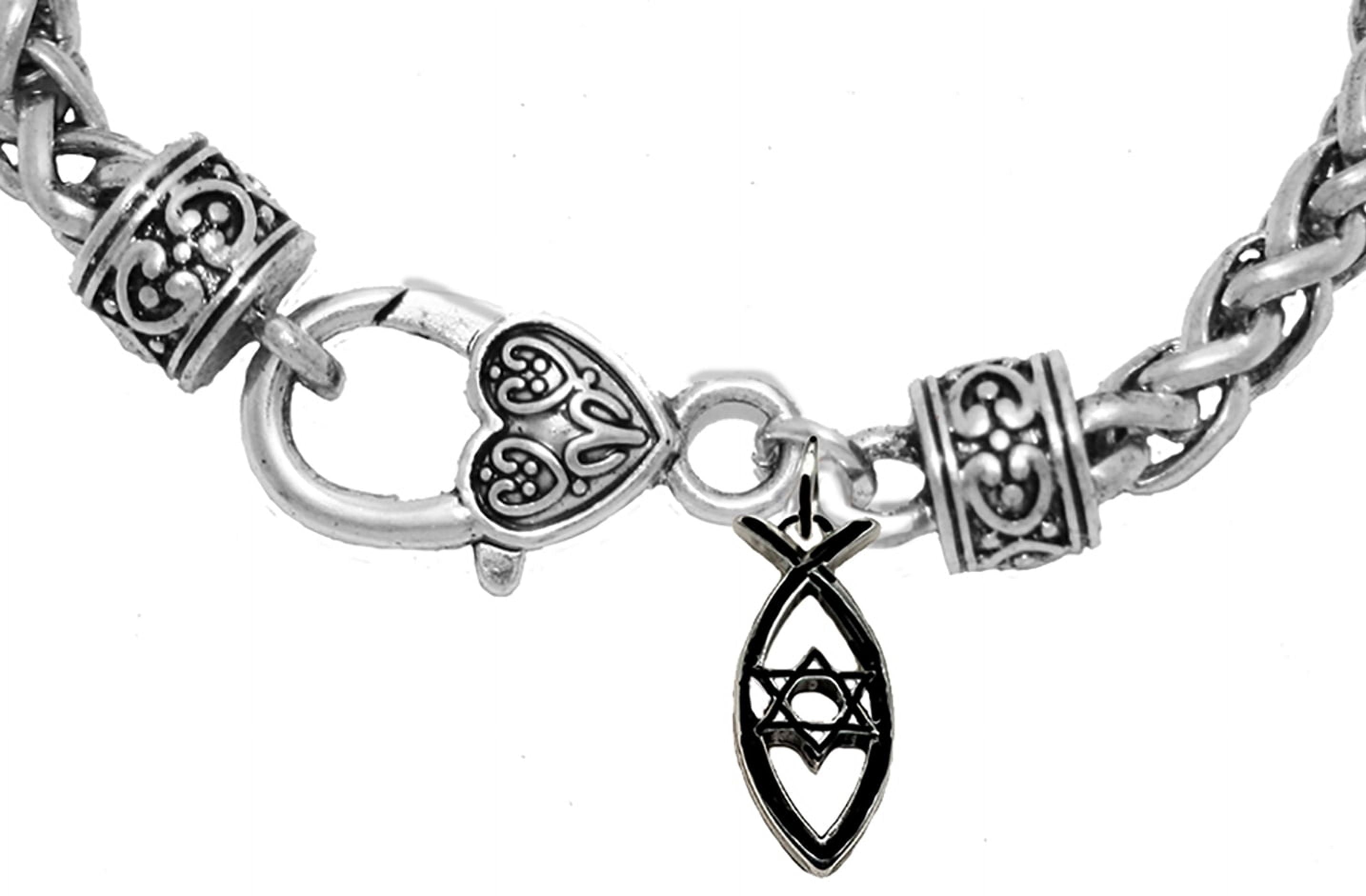 Messianic Christian Black Anodized Fish, Star Of David On A Antique Wheat Chain Bracelet. If you do not believe that this jewelry is beautiful when you receive it, simply return it for a full refund.