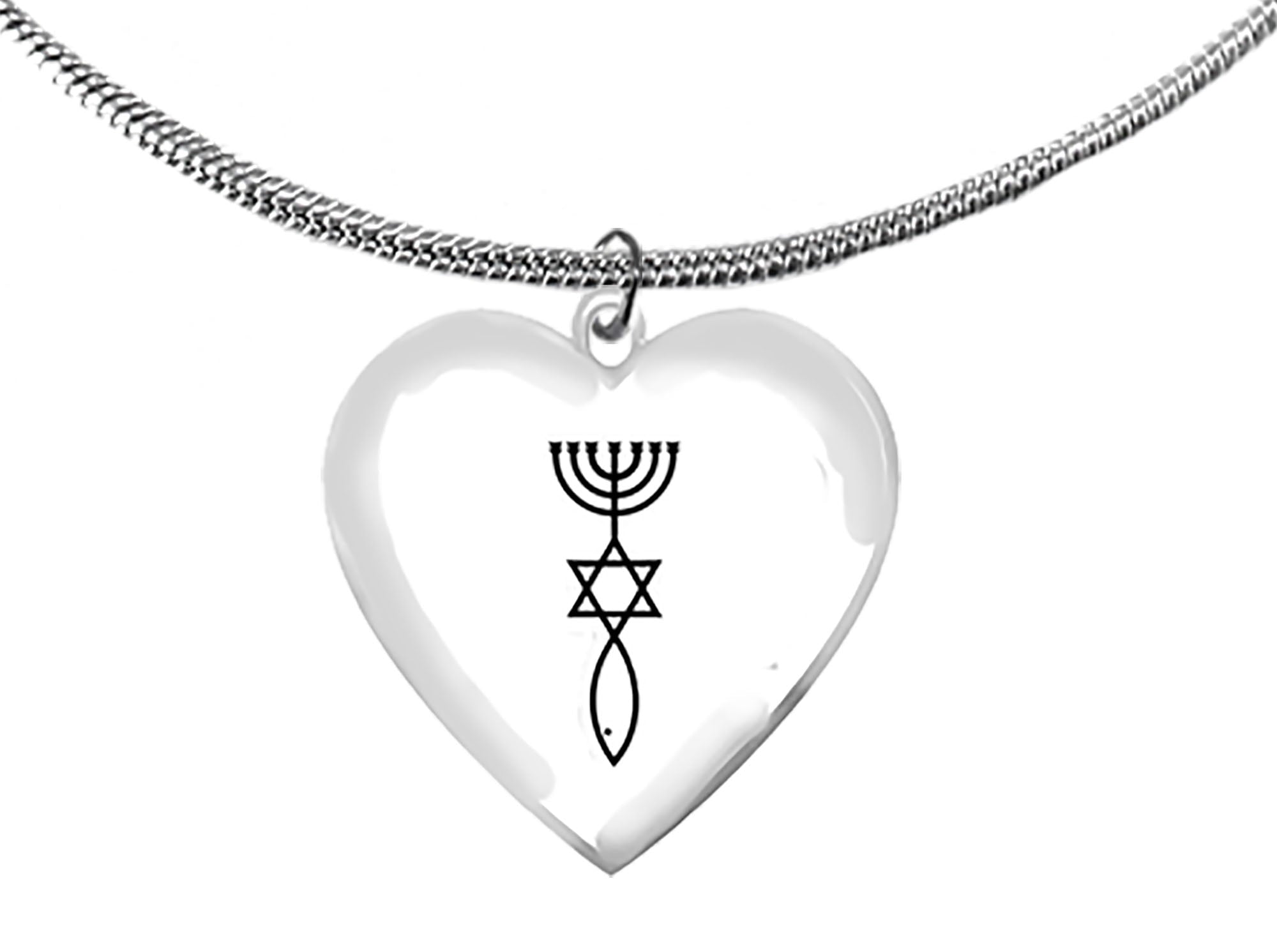 Messianic, Yeshua, The Seal Of Jerusalem On A Heart Suspended On A 18 To 21 Inch Adjustable Snake Chain Necklace, Hypoallergenic-Safe,Nickel,Lead & Cadmium Free©2022