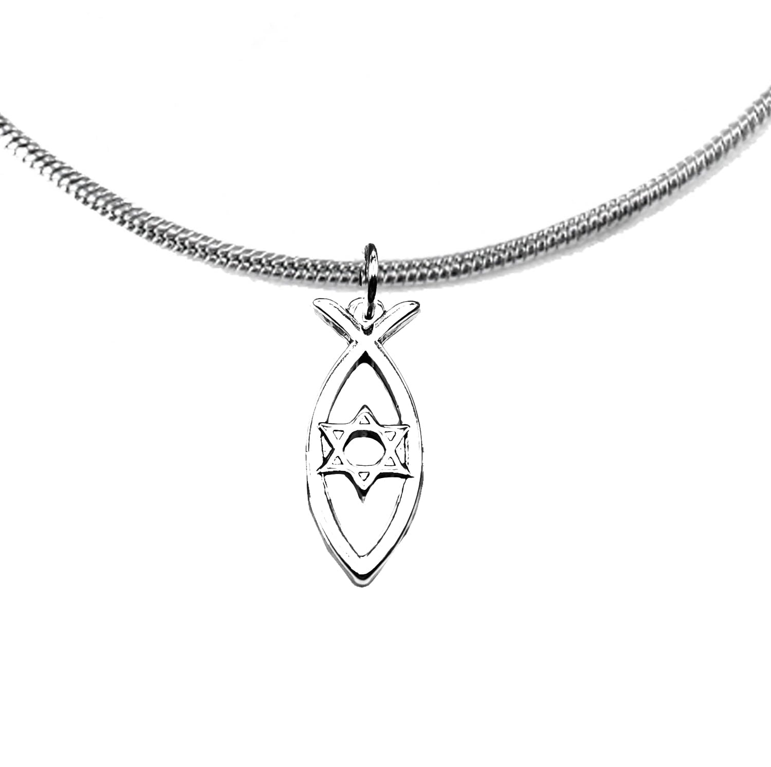 Messianic, Yeshua,  Christian Fish, Star Of David Inside, Adjustable Snake Chain Necklace, Will Fit Anyone, Hypoallergenic-Safe. No Nickel, Lead, Or Nickel In The Metal.©2023