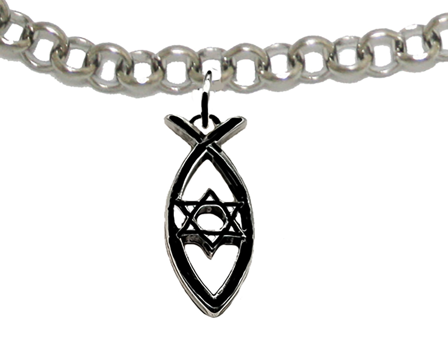 Messianic Christian Black Anodized Fish, Star Of David On Adjustable Cable Chain Bracelet. If you do not believe that this jewelry is beautiful when you receive it, simply return it for a full refund
