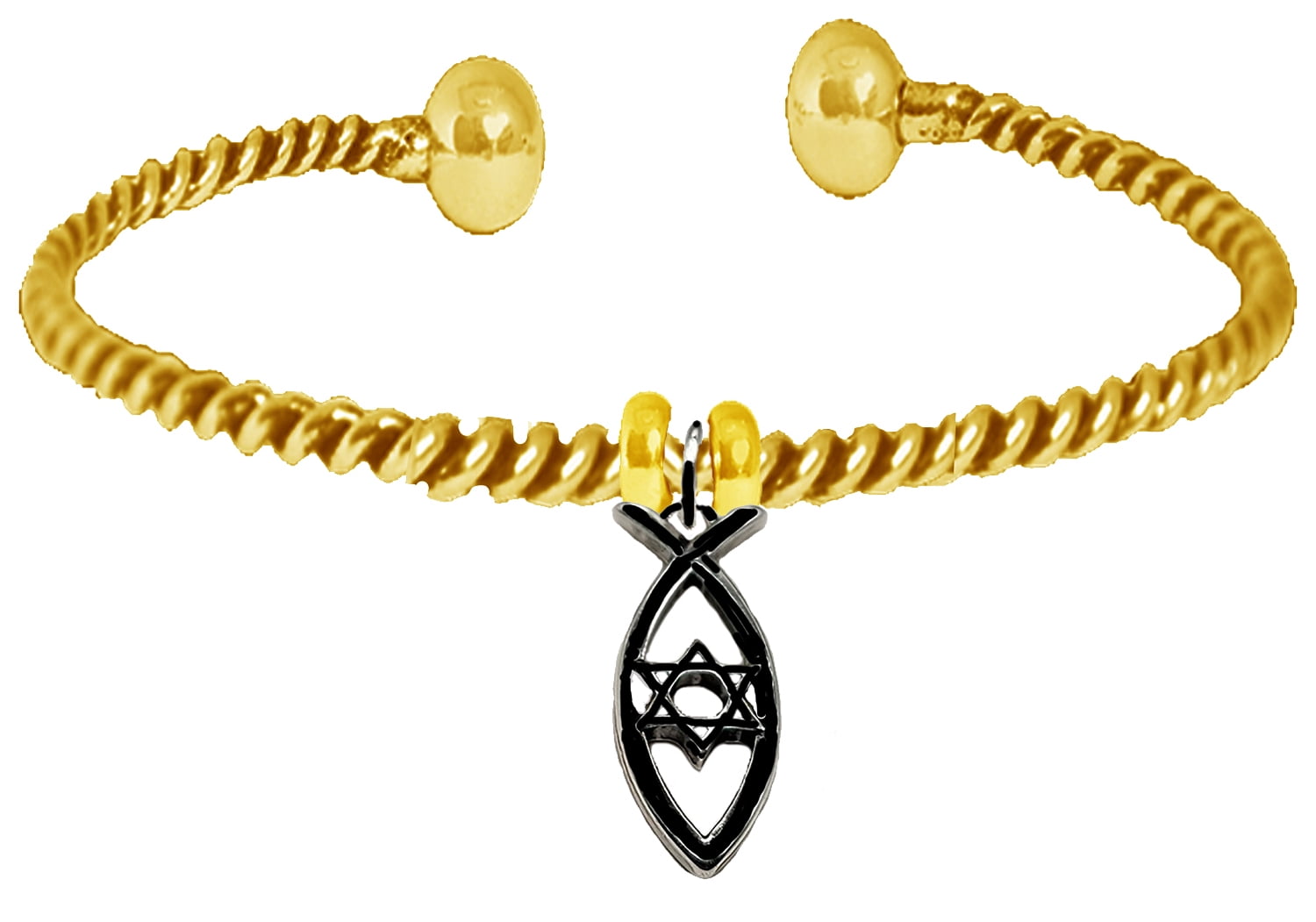 Messianic Christian Black Anodized Fish, Star Of David, Twisted Wire Adjustable Bracelet. If you do not believe that this jewelry is beautiful when you receive this, simply return it for a full refund
