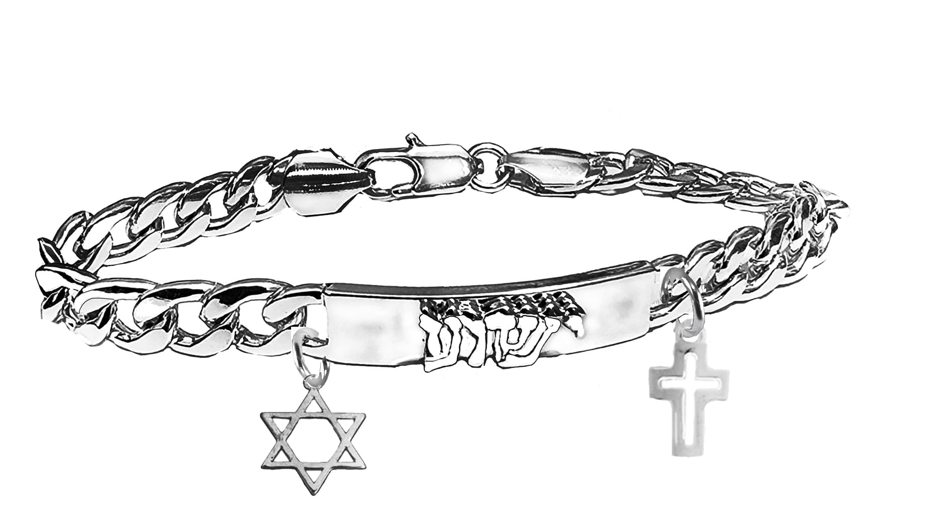 Messianic Christian Polished Star Of David,Cross Attached To A Raised Yeshua,Chain Bracelet,If you do not believe that this jewelry is beautiful when you receive it, simply return it for a full refund