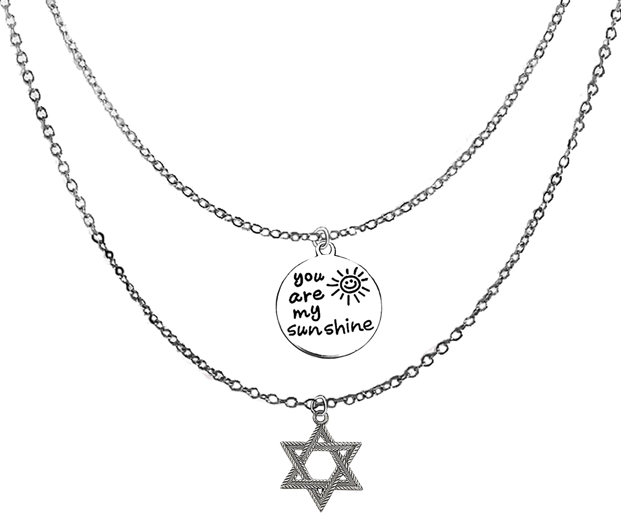 Jewish Jewelry, You Are My Sunshine, What Better Way Is There To Express Your Love For, Your Wife, Daughter, Mom, Sister FRIEND!, On A Adjustable Double Chain Silvertone Necklace, What A Great Gift!