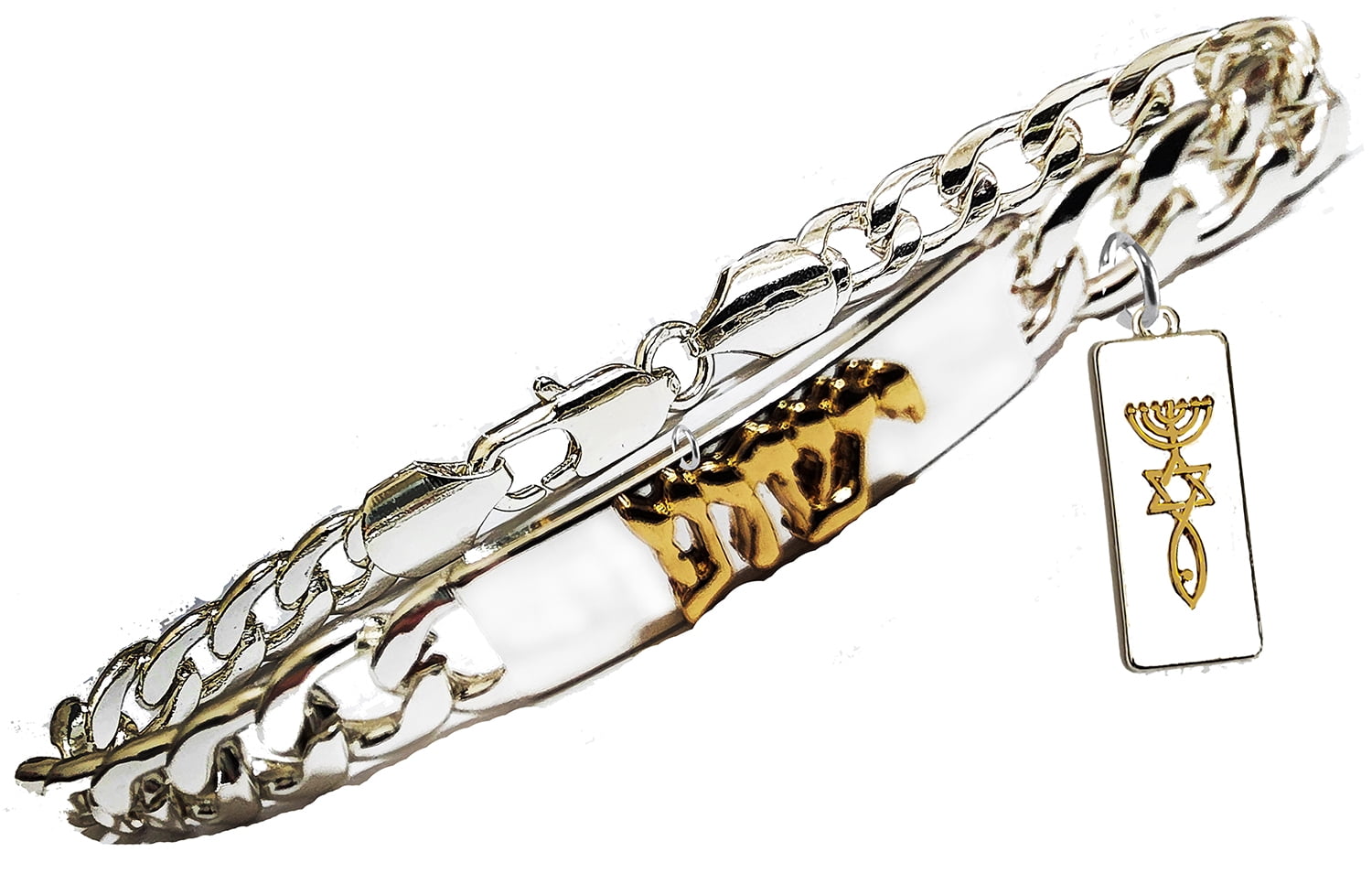 Messianic Christian Goldtone Raised Yeshua With A Raised Seal Of Jerusalem Charm Bracelet. If you do not believe that this jewelry is beautiful when you receive it, simply return it for a full refund.