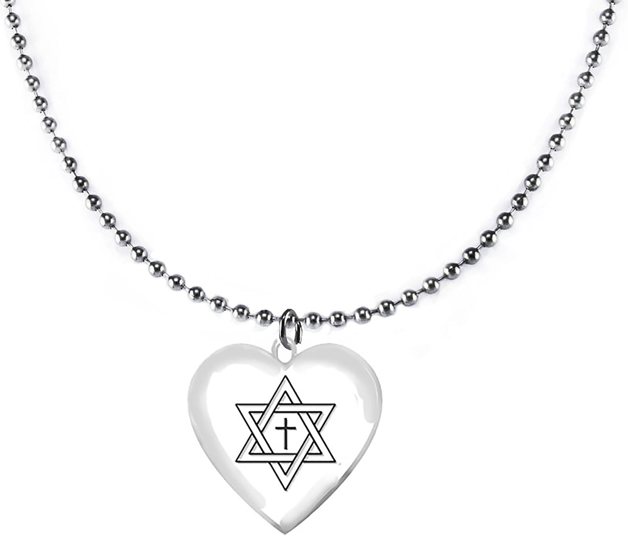 Messianic, Star Of David With A Floating Cross In It. On A Beautiful Heart Suspended On A Ball Chain Necklace, Hypoallergenic, No Nickel, Lead, Cadmium ©2022