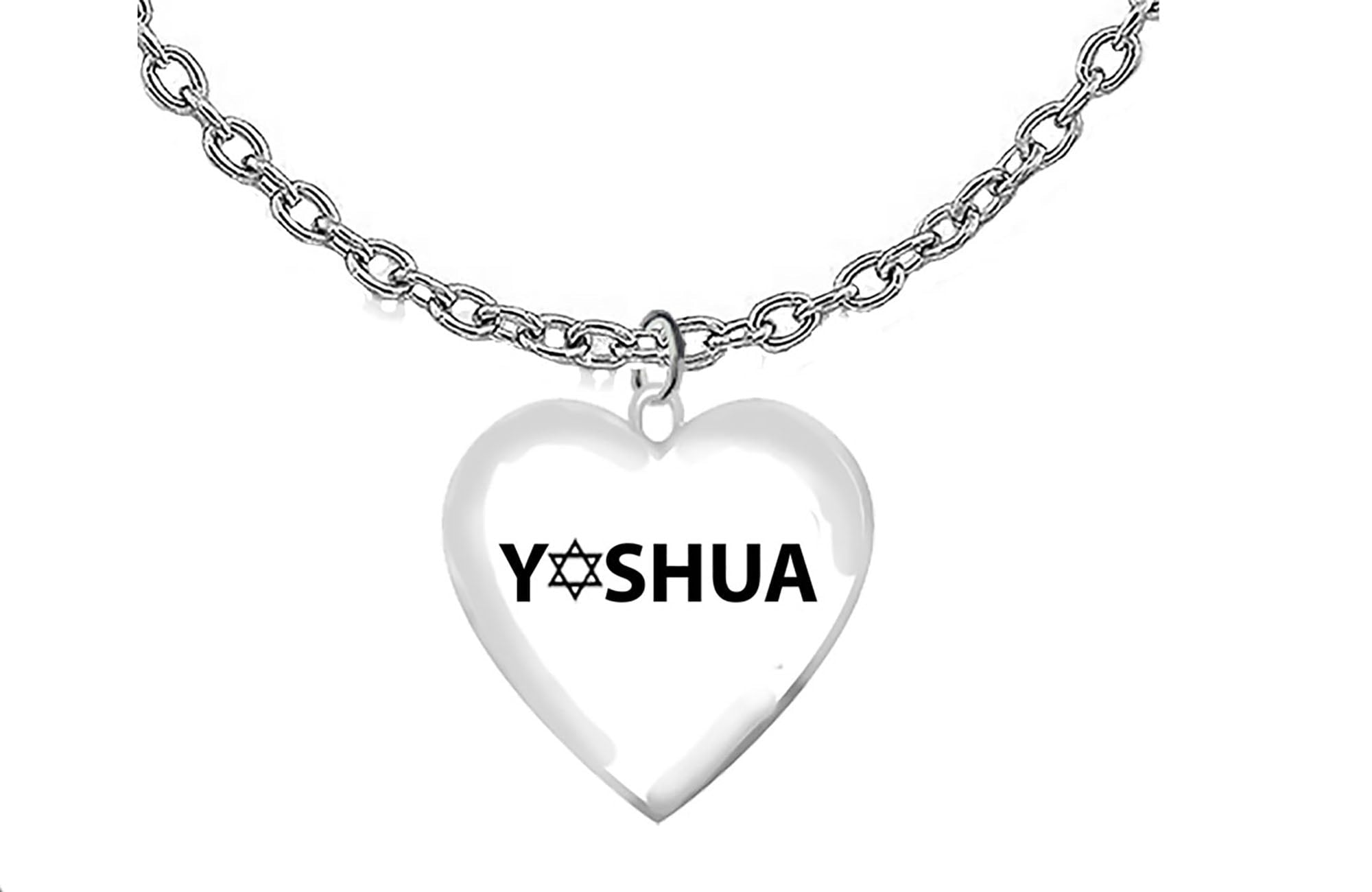 Messianic Jewelry, Yeshua With A Star Of David Replacing The E In His Name, Yeshua (Jesus in Hebrew) Named by an Angel of God, On A  Heart, Adjustable Necklace©2022