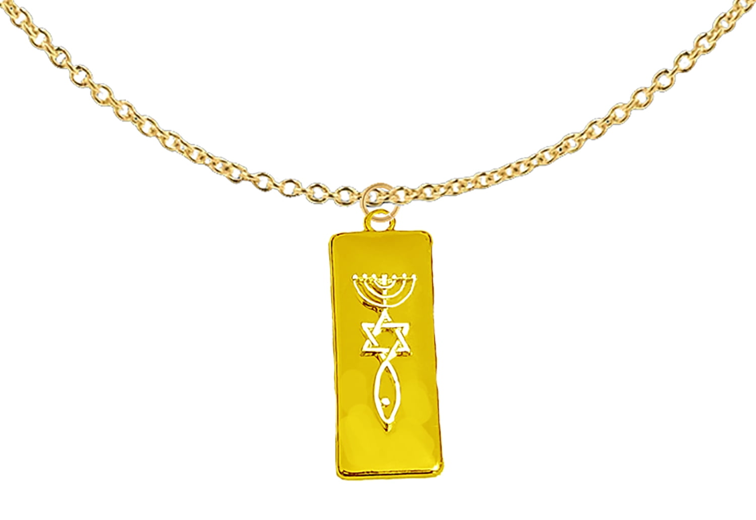 Messianic, Seal Of Jerusalem In Silvertone On A Gold Plaque On A Adjustable Cable Chain Necklace. What A Wonderful Gift For Yourself Or Someone Special.Hypoallergenic-Safe,No Nickel, Lead Or Cadmium