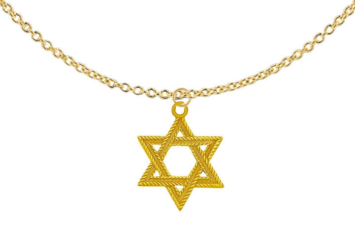 Jewish Jewelry, Antique 14KT Goldtone Star Of David On A  Adjustable Cable Chain Necklace. Will Fit Everyone, What A Wonderful Gift For Yourself Or Someone Special. A Great Bas/Bar Mitzvah Gift ©2024