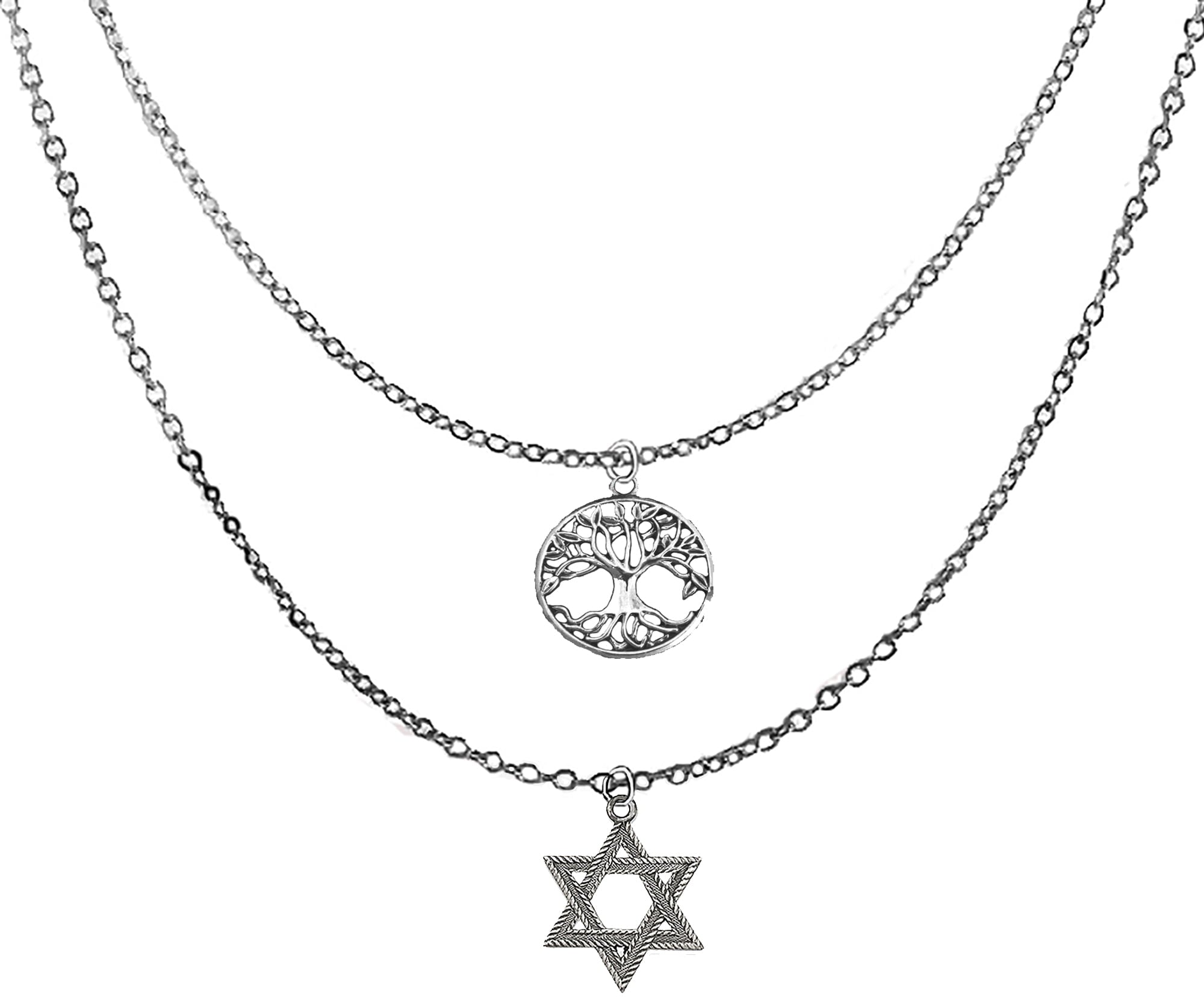 Jewish Jewelry, The Tree Of Life, "In the the Garden of Eden". What A Great Gift For, Your Wife, Daughter, Mom, Grandother, Sister, FRIEND!, On A Adjustable Double Chain Silvertone Necklace. ©2024