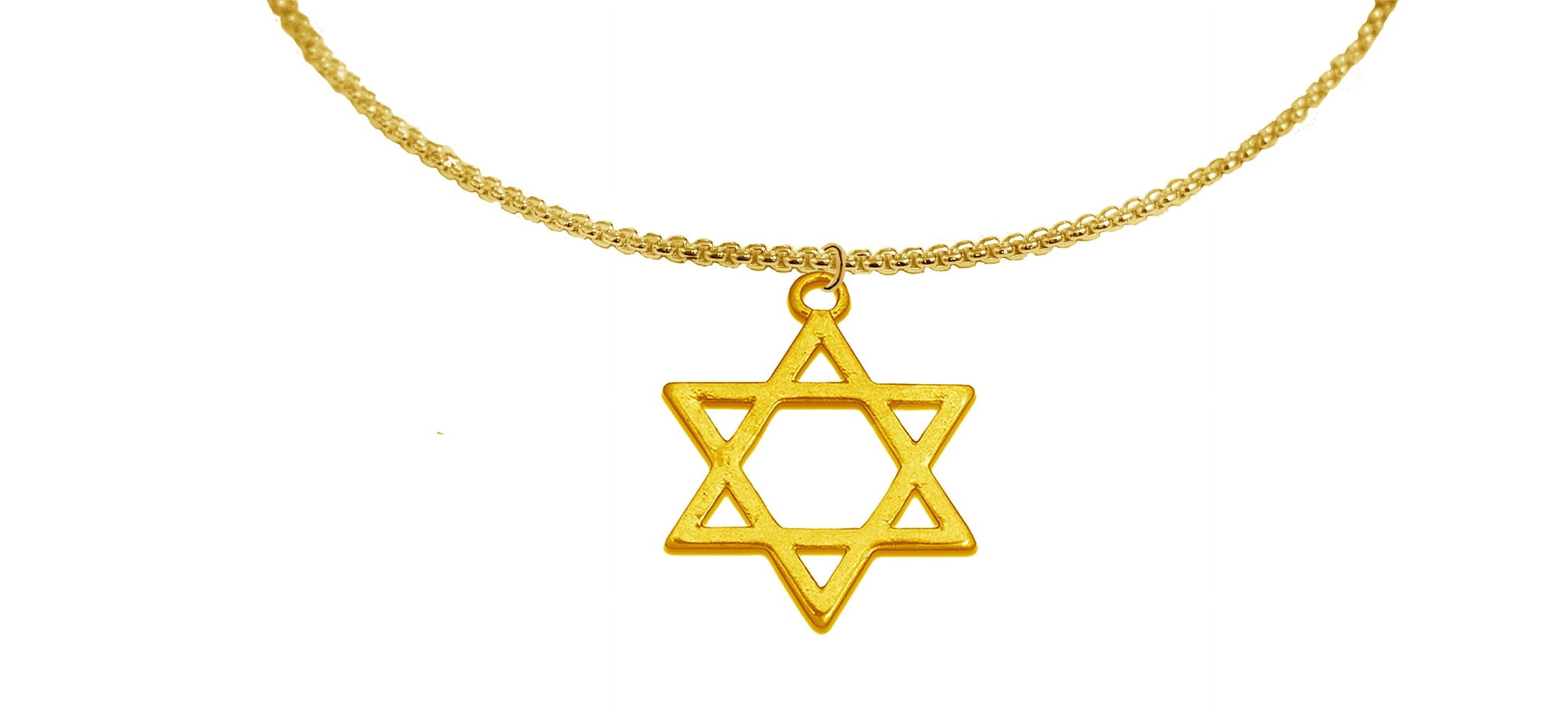 Jewish Jewelry 14KT Goldtone High Polished Star Of David, On A Beautiful Goldtone Box Chain, Hypoallergenic-Safe, No Nickel. Lead, Or Cadmium In The Metal. ©2024