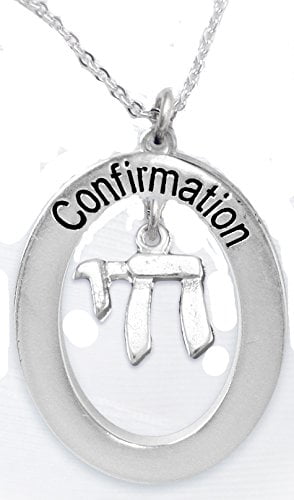 Jewish Jewelry, The Perfect Gift Jewish Chai Confirmation On A Beautiful,  Adjustable Silvertone Cable Chain Hypoallergenic Necklace, Safe-Nickel, Lead, & Cadmium Free!