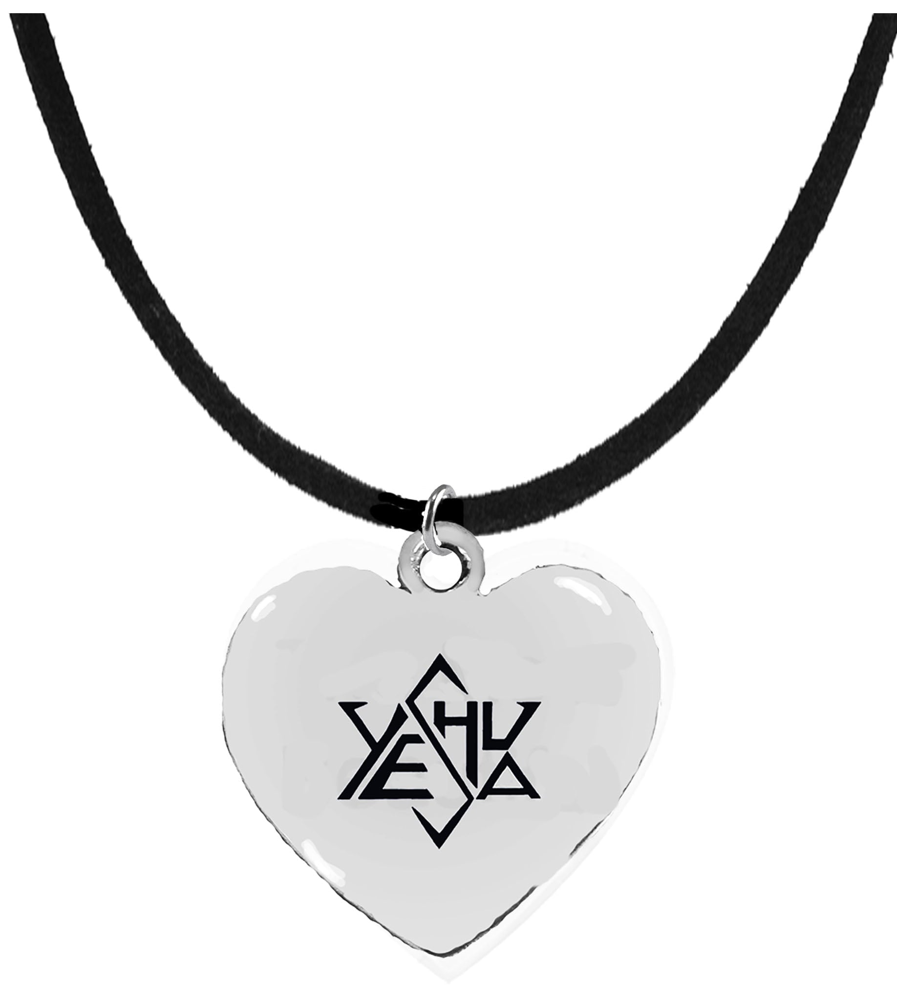 Messianic, Beautiful Yeshua In A Stylized Star Of David,Yeshua (Jesus in Hebrew) Named by an Angel of God, Heart Suspended,Adjustable Black Suede Necklace,Hypoallergenic-Safe,No Nickel,Lead,Or Cadmium