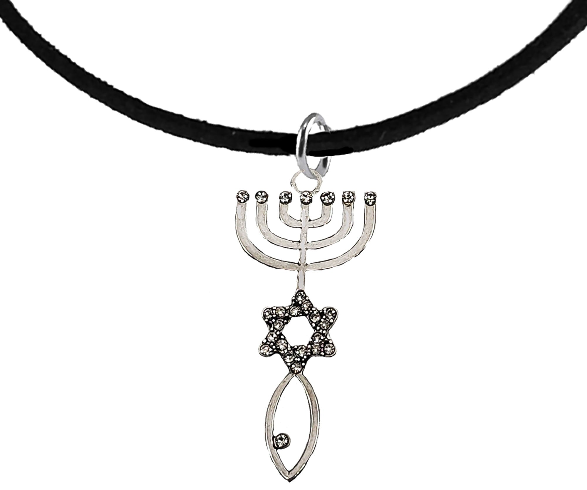 Messianic, Yeshua, Christain Adjustable Black Suede Bracelet With A Beautiful Silverton Seal Of Jerusalem Covered With Austrian Crystal. Hypoallergenic-Safe.A Great Gift For Friends Or Family©2024