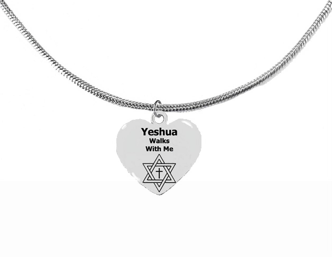 Messianic, Yeshua, Christian "Yeshua Walks With Me",  Adjustable Snake Chain Necklace, Hypoallergenic-Safe, No Nickel, Lead Or Cadmium In The Metal. ©2023