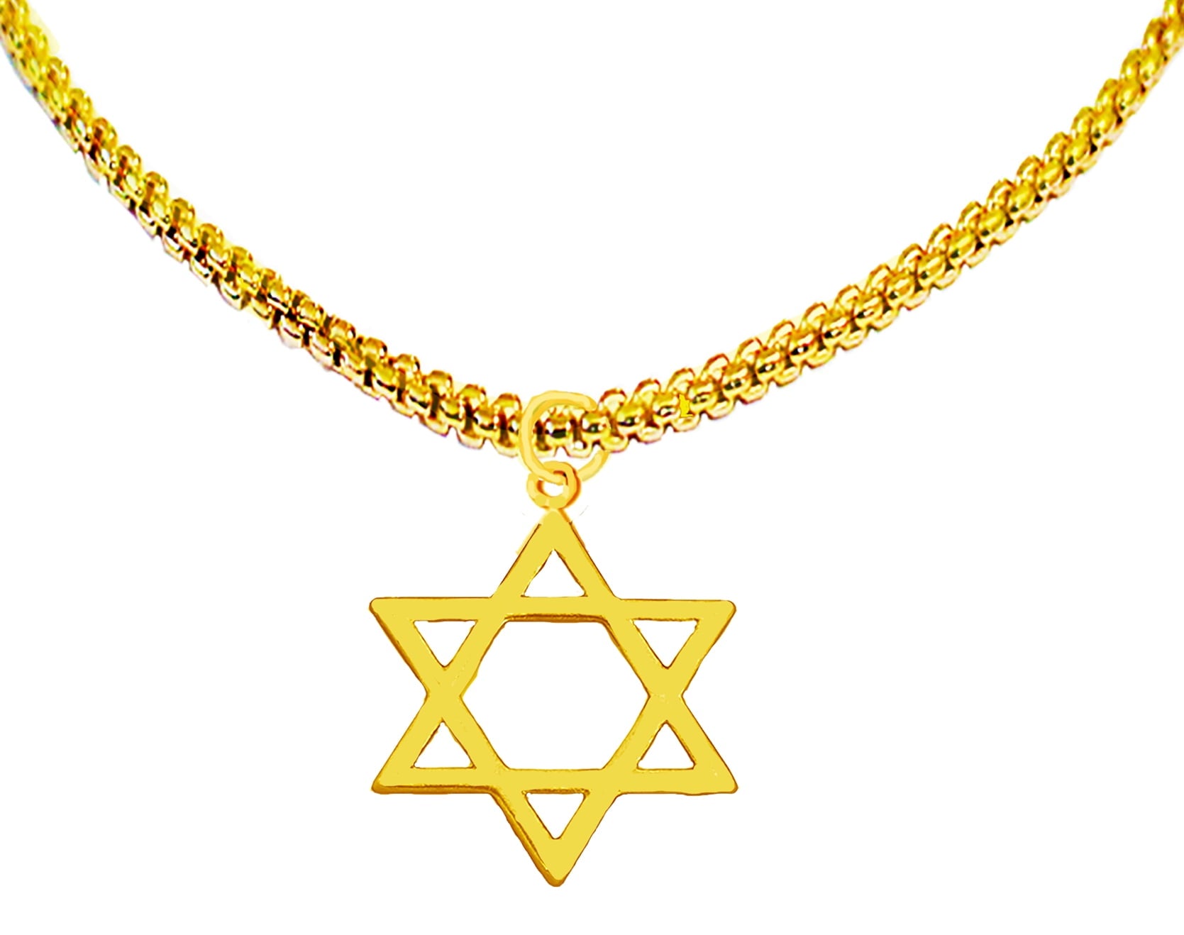Jewish Jewelry, Highly Polished 14KT Goldtone Star Of David On A Adjustable Box Chain Necklace, What A Wonderful Gift For Yourself Or Someone Special. A Great Bar Mitzvah Or Bas Mitzvah Gift ©2024