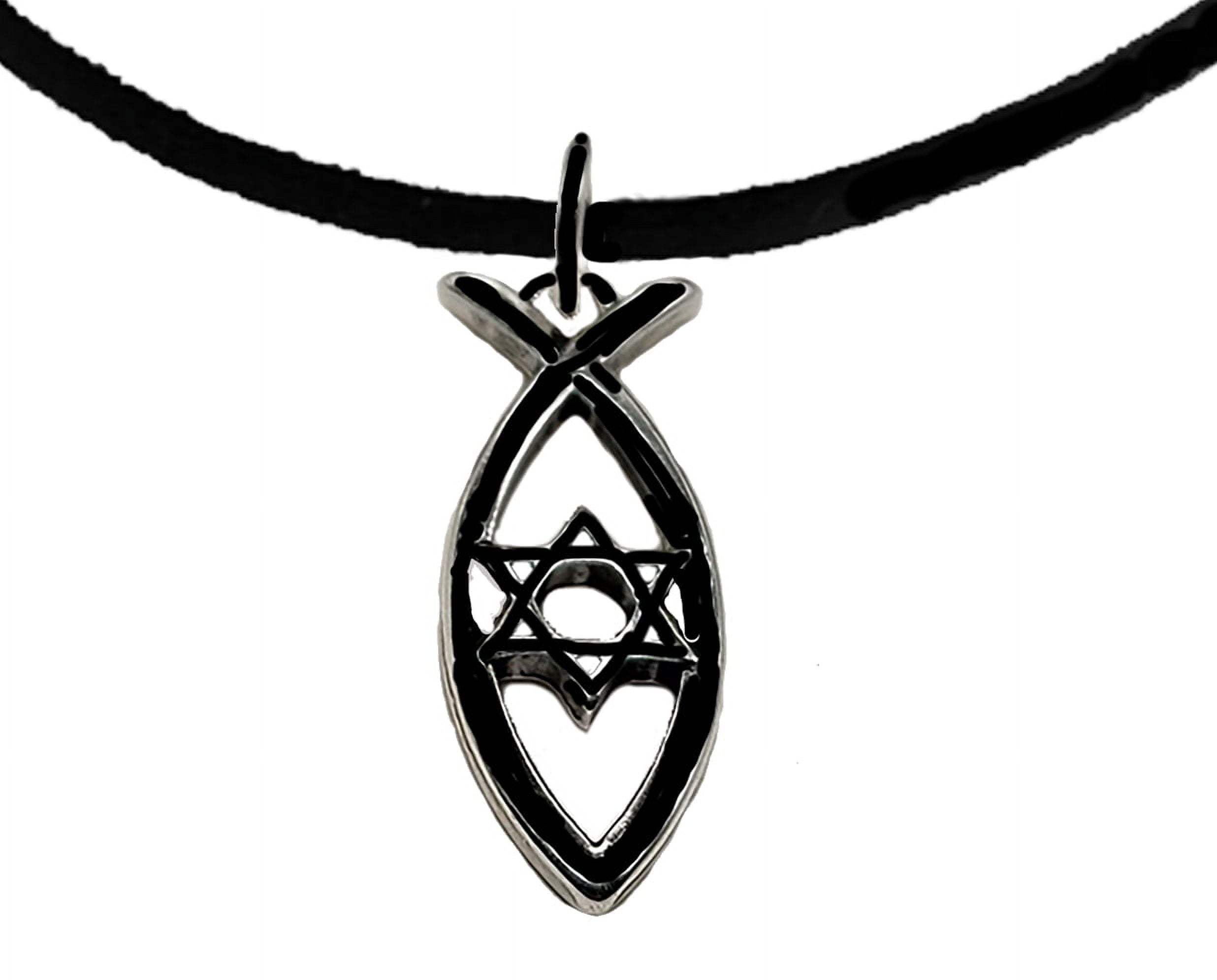 Messianic Christian Black Anodized Fish, Star Of David On A Genuine Black Suede . If you do not believe that this jewelry is beautiful when you receive it, simply return it for a full refund.